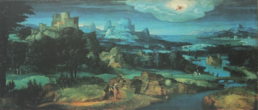 Meister der weiblichen Halbfiguren Landschaft mit Szenen aus dem Leben Johannes des Taeufers 2