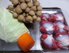 砂肝とキャベツの柚子胡椒炒め　材料