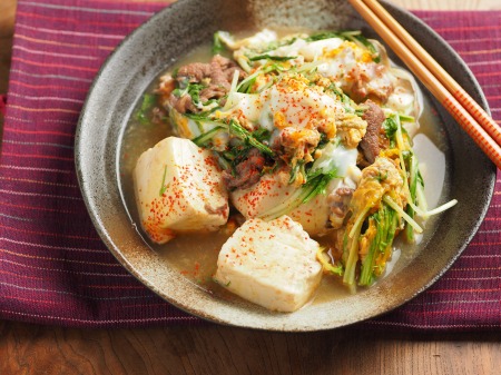 豆腐と水菜の卵とじ16
